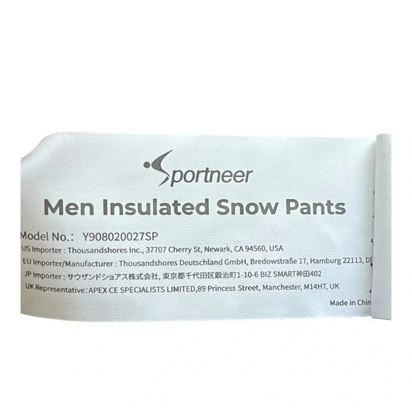 Sportneer Insulated Waterproof Snow Ski‎ Snowboard Pants Black Men Size 4XL NWT - Picture 15 of 16